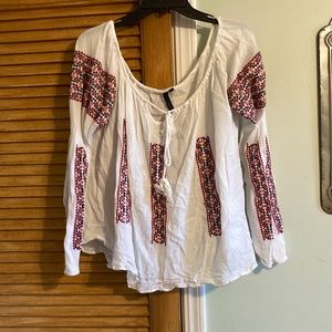 Embroidered Cotton Peasant Blouse